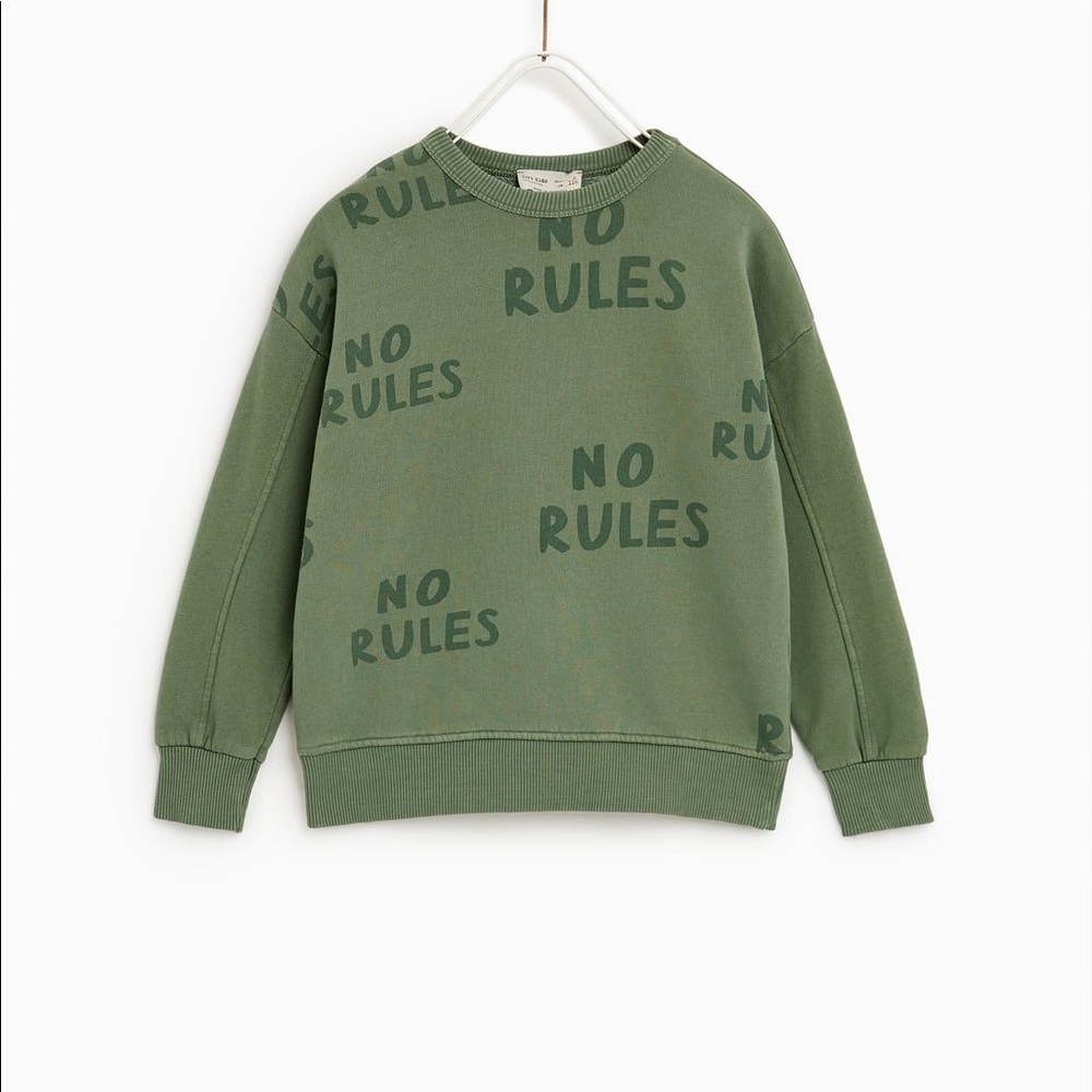 Zara Printed No Rules Slogan Sweatshirt